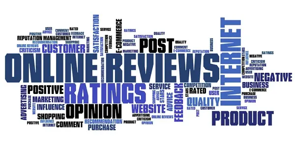 Online reviews - internet concepts word cloud illustration. Word collage.