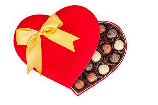 Box of chocolate hearts to sell more hearing aids on Valentine's Day