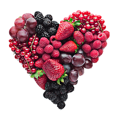 Picture of heart made of fruit