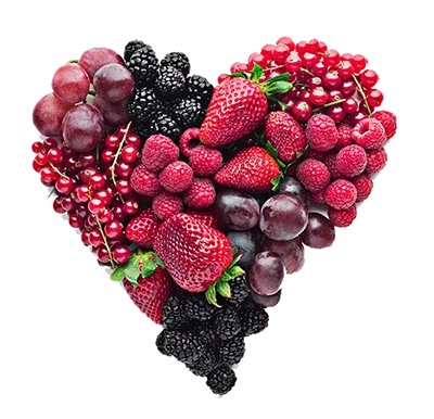 Picture of heart made of fruit