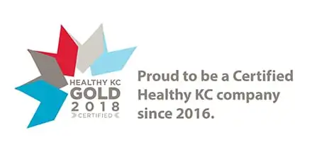 Emblem signifying Dobies Health Marketing’s gold certification as a Healthy KC Company