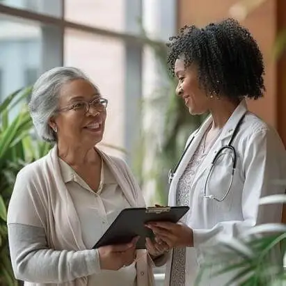 Doctor with a happy patient