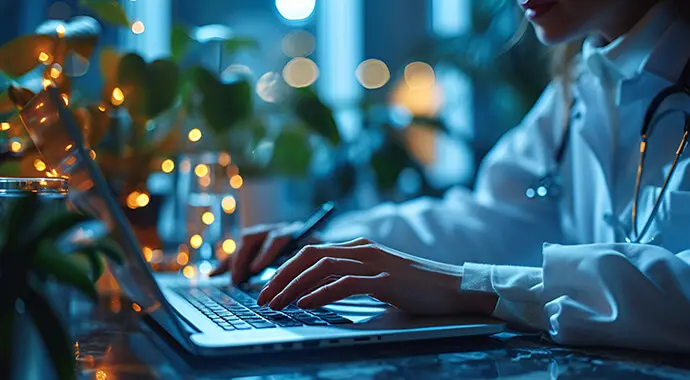 closeup of somebody working on a laptop