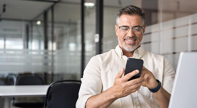 man using smartphone