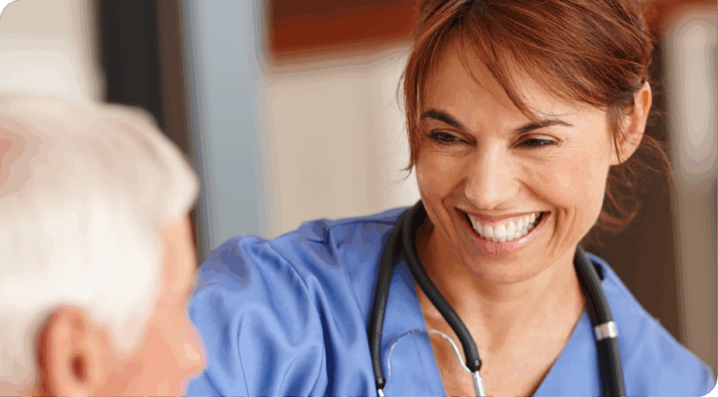 nurse with senior man