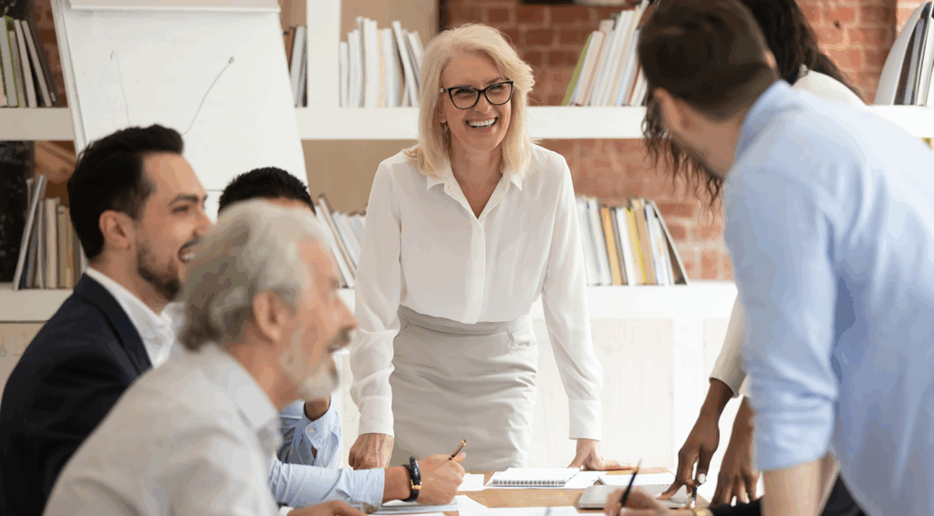 woman leading a business meeting